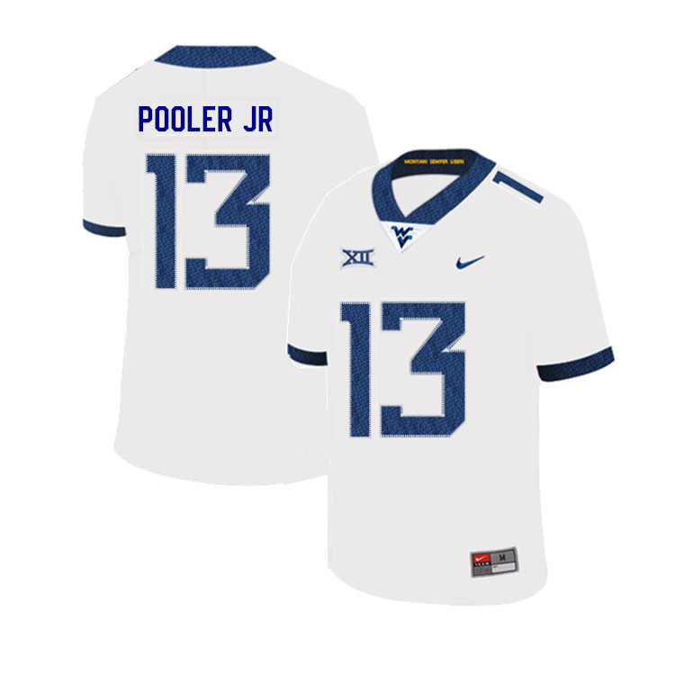 2019 Men #13 Jeffery Pooler Jr. West Virginia Mountaineers College Football Jerseys Sale-White - Click Image to Close